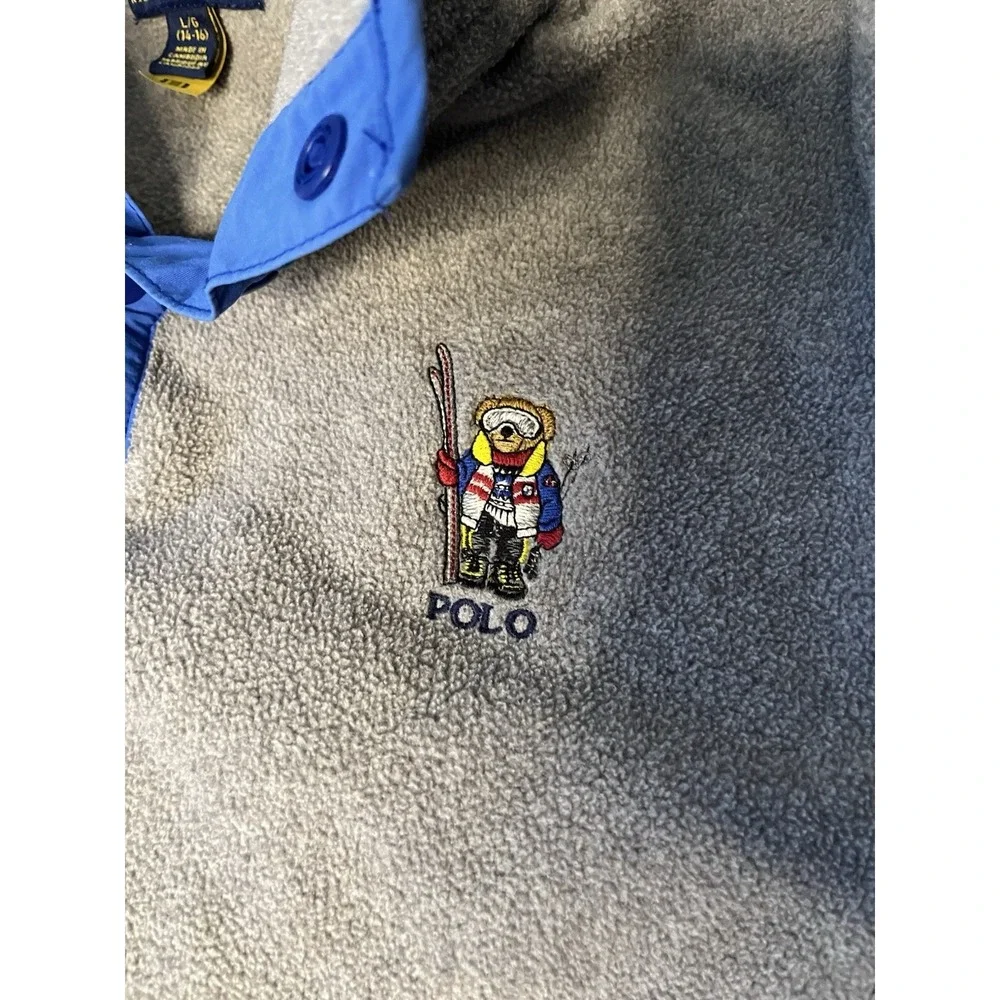 Ralph Lauren Polo Bear Fleece Pullover Sweater Child's Size Large 14/16 Gray